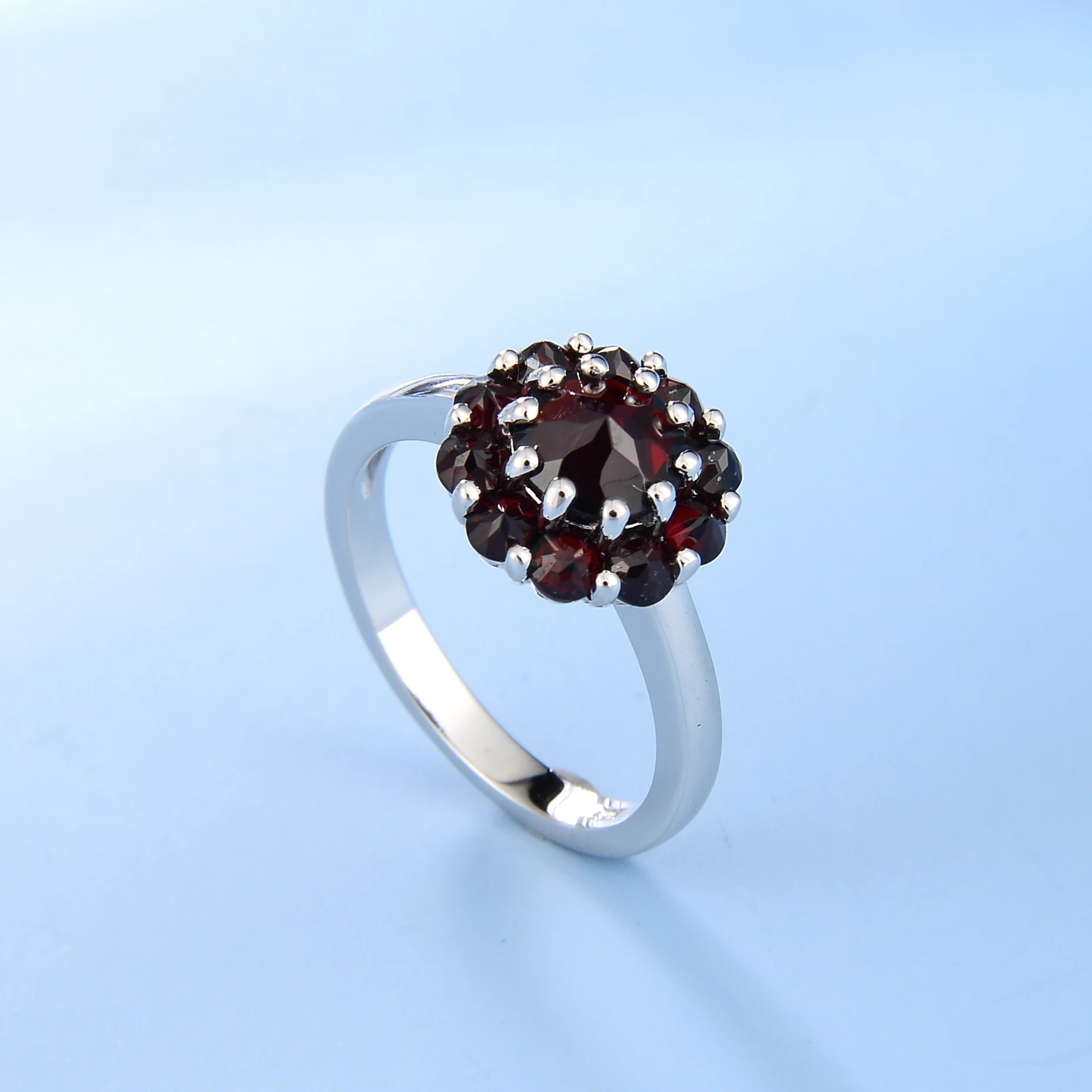 925 Sterling Silver Gemstone Cluster Ring