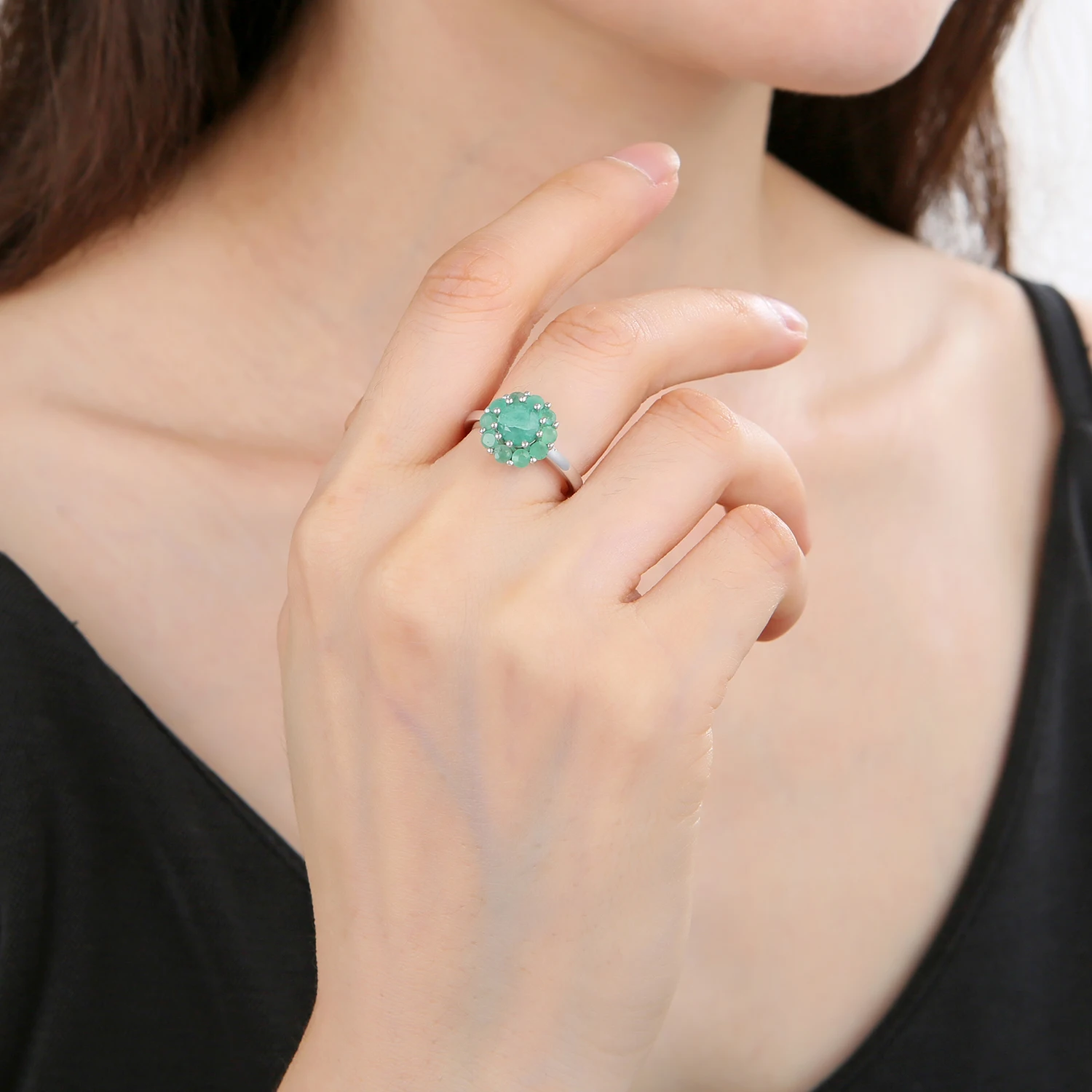 925 Sterling Silver Gemstone Cluster Ring