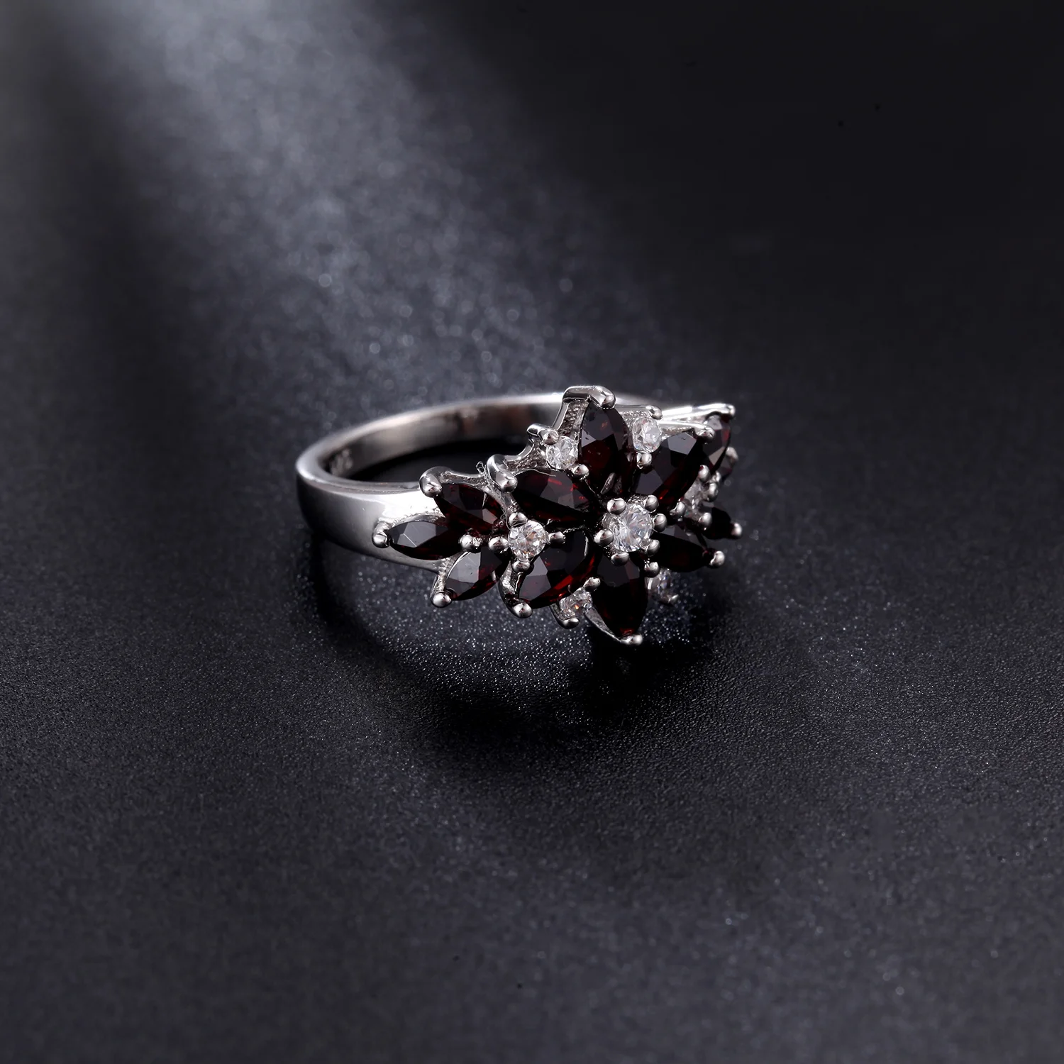 Natural Multicolor Tourmaline Flower Silver Ring