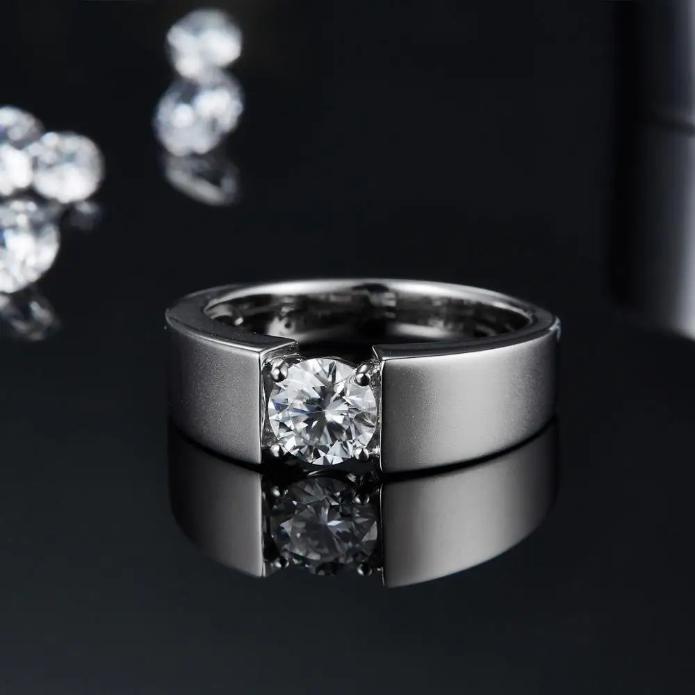 Solitaire Ring Lab Diamond Sterling Silver Ring