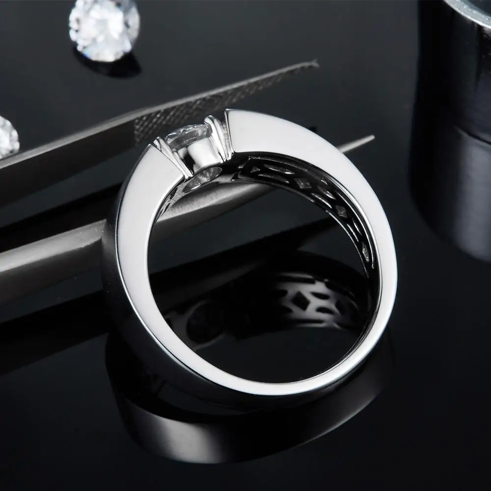 Solitaire Ring Lab Diamond Sterling Silver Ring