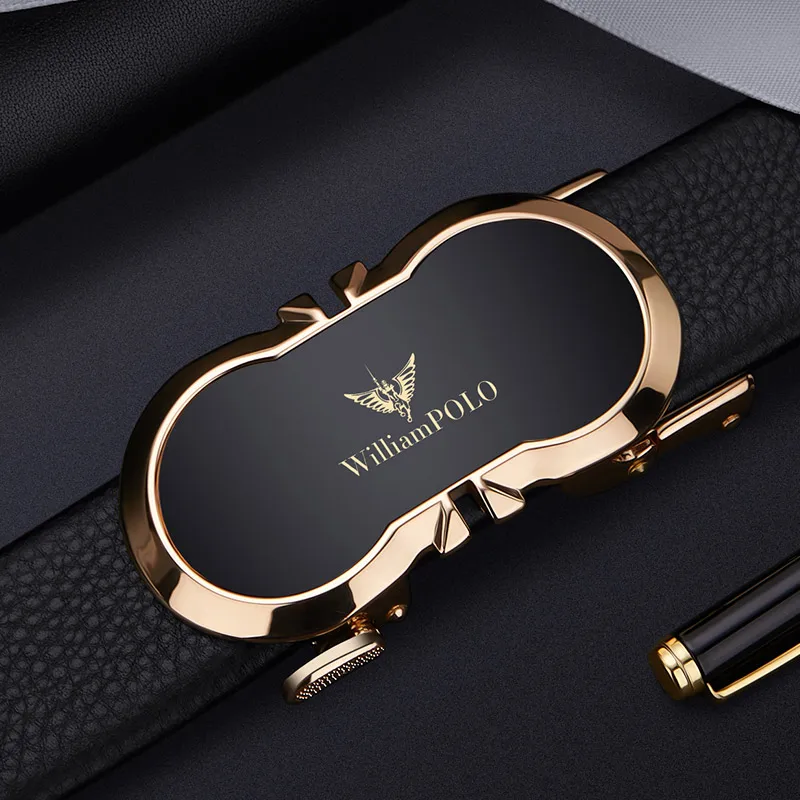 Men's Comfort Genuine Leather Ratchet Dress Belt with Automatic Click Buckle