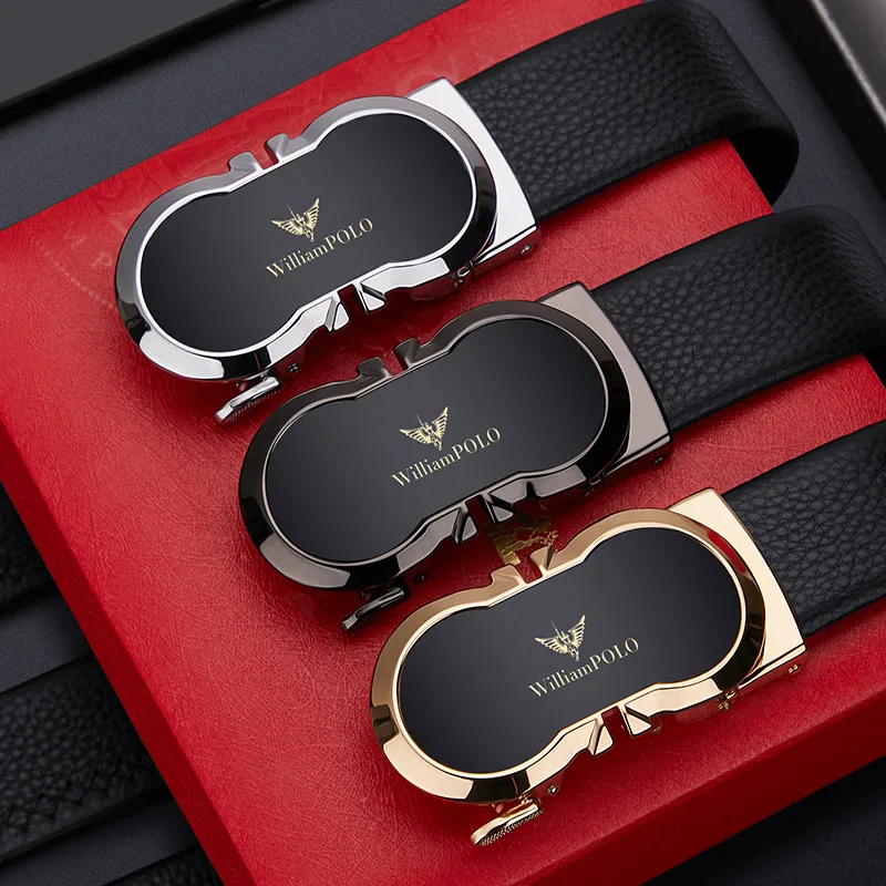 Men's Comfort Genuine Leather Ratchet Dress Belt with Automatic Click Buckle