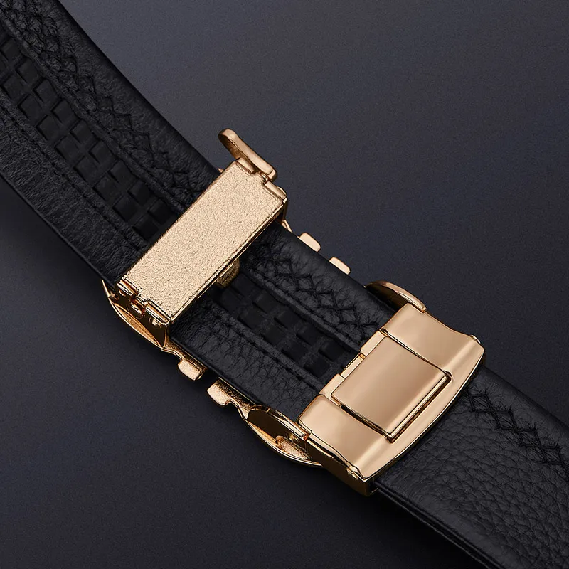 Men's Comfort Genuine Leather Ratchet Dress Belt with Automatic Click Buckle