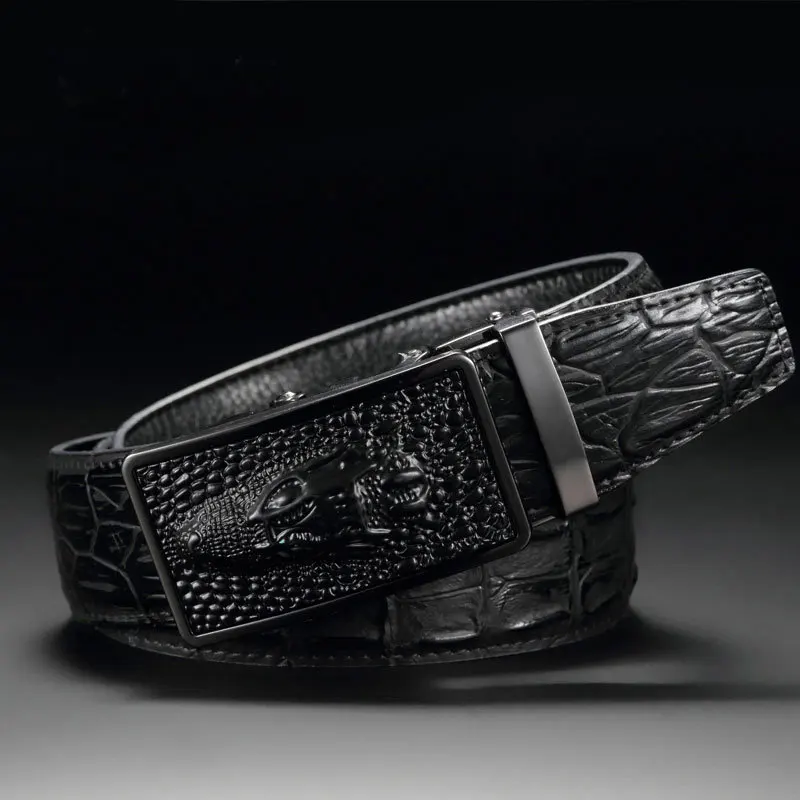Alligator Head Print Belt Buckle Ratchet Dress Belt