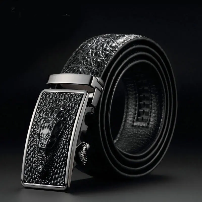 Alligator Head Print Belt Buckle Ratchet Dress Belt