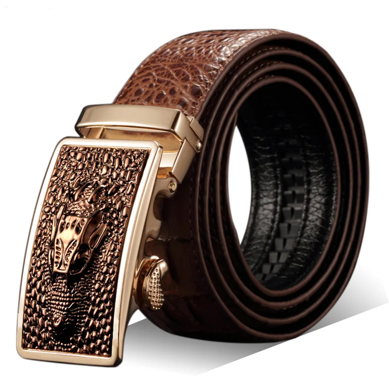 Alligator Head Print Belt Buckle Ratchet Dress Belt