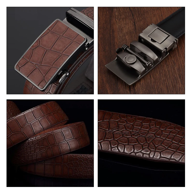 Automatic Crocodile Pattern Belts for Men