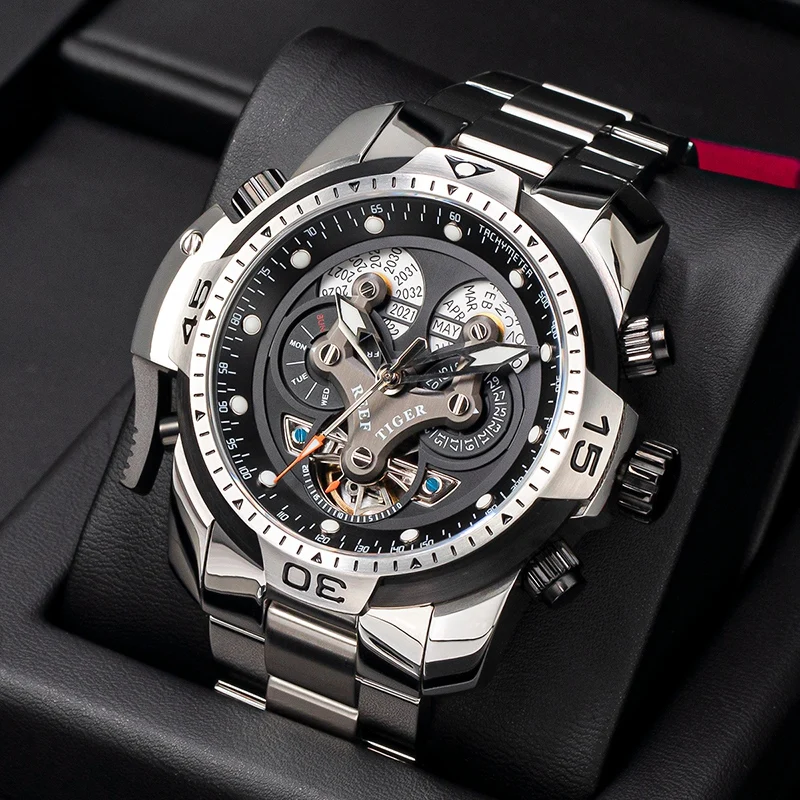 Reef Tiger/RT Designer Mens Sport Watch Perpetual Calendar