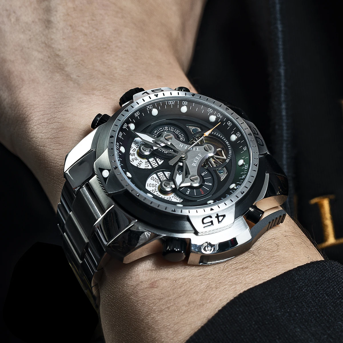 Reef Tiger/RT Designer Mens Sport Watch Perpetual Calendar