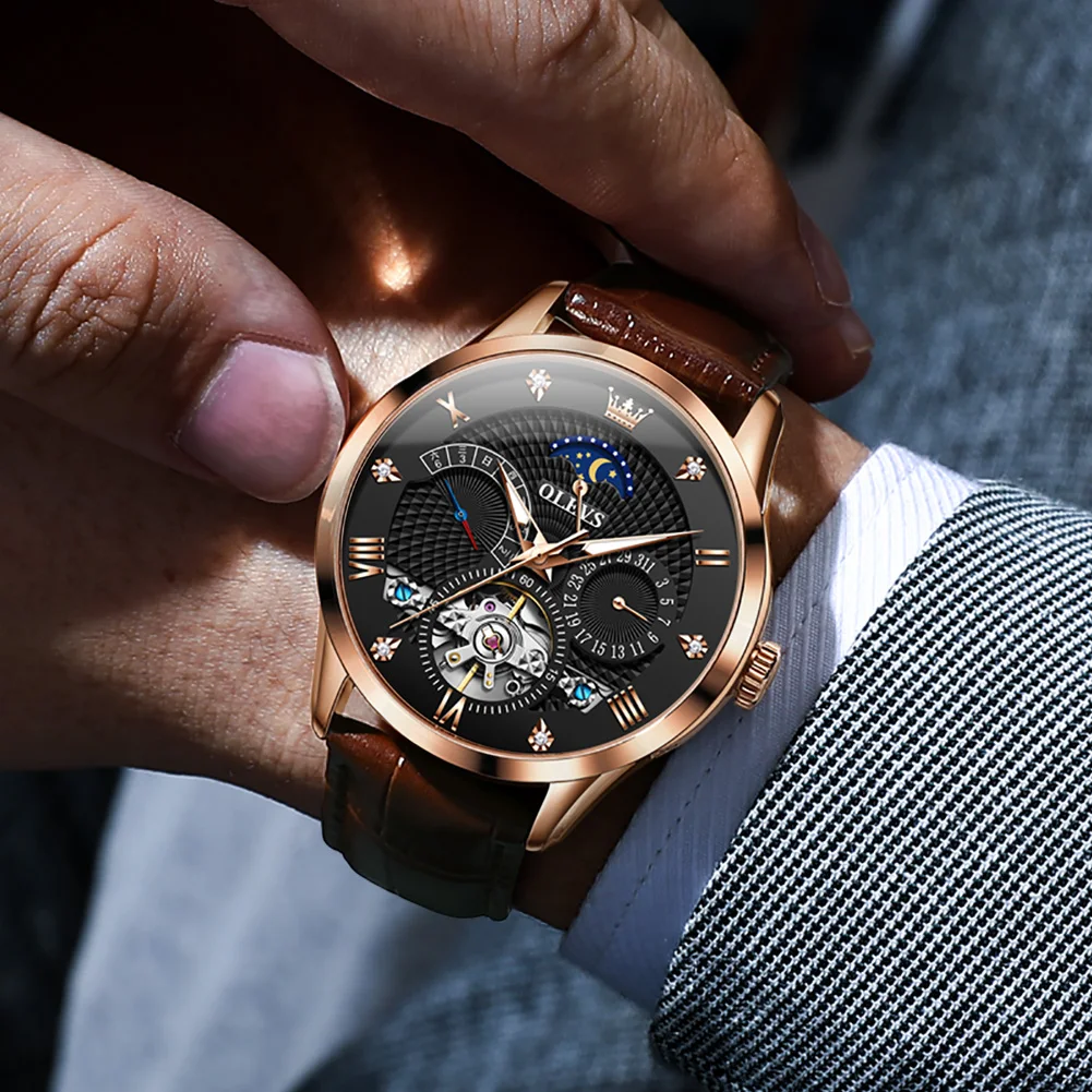 OLEVS 2022 Luxury Automatic Mechanical Skeleton Watch