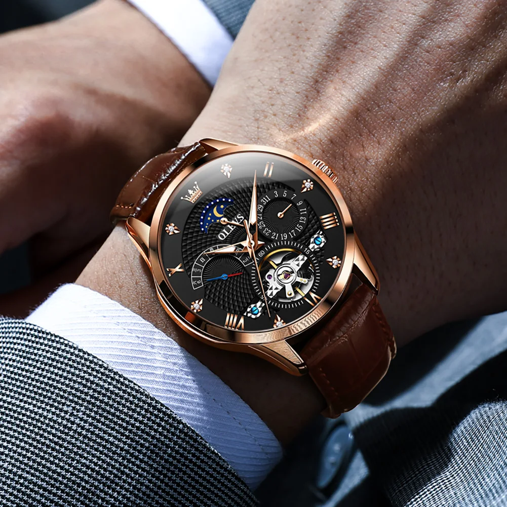 OLEVS 2022 Luxury Automatic Mechanical Skeleton Watch