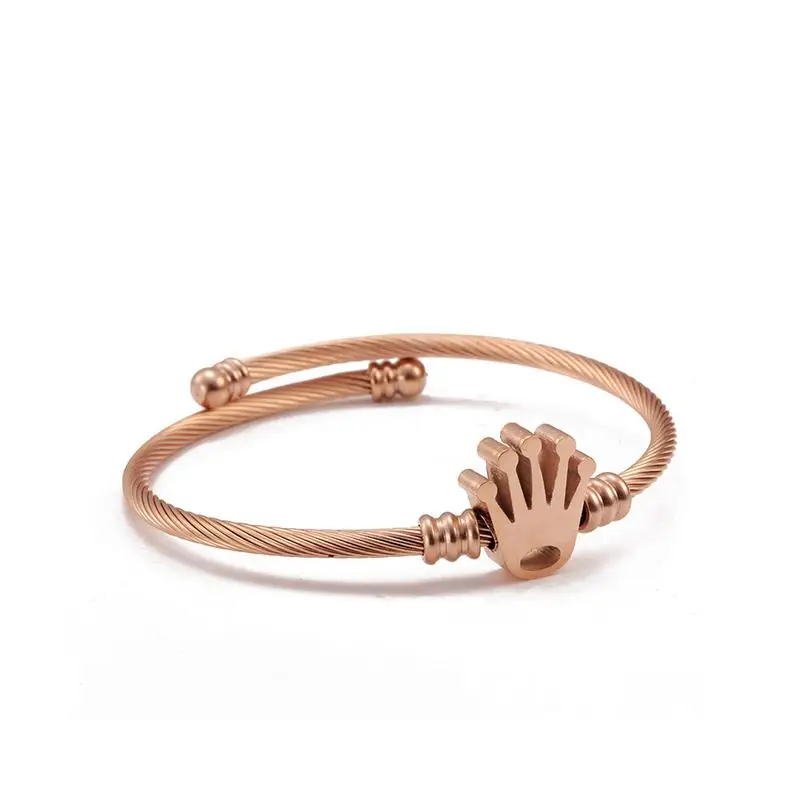 Fashion Crown Stainless Steel Twisted Charm Bangle