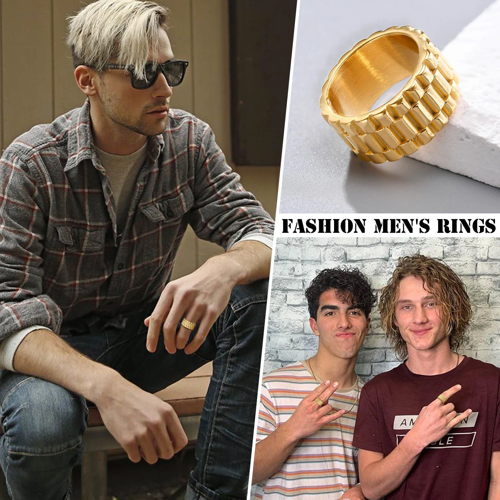 11mm Watch Band Shaped Ring for Men