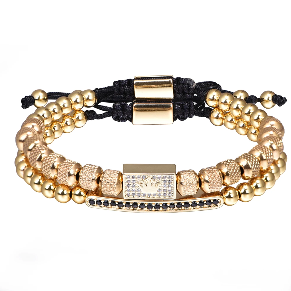 2pcs/set Luxury Zircon Charm Bracelets for Men