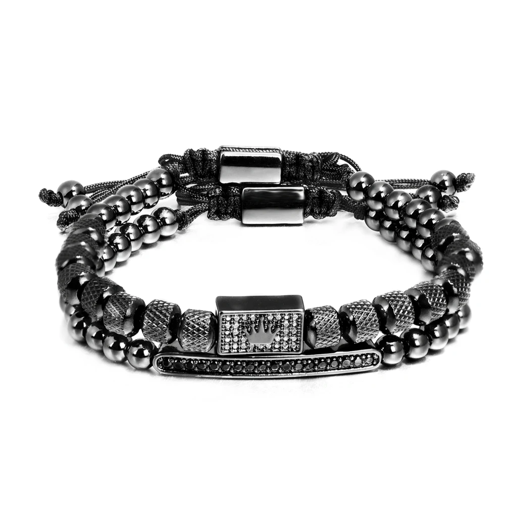 2pcs/set Luxury Zircon Charm Bracelets for Men