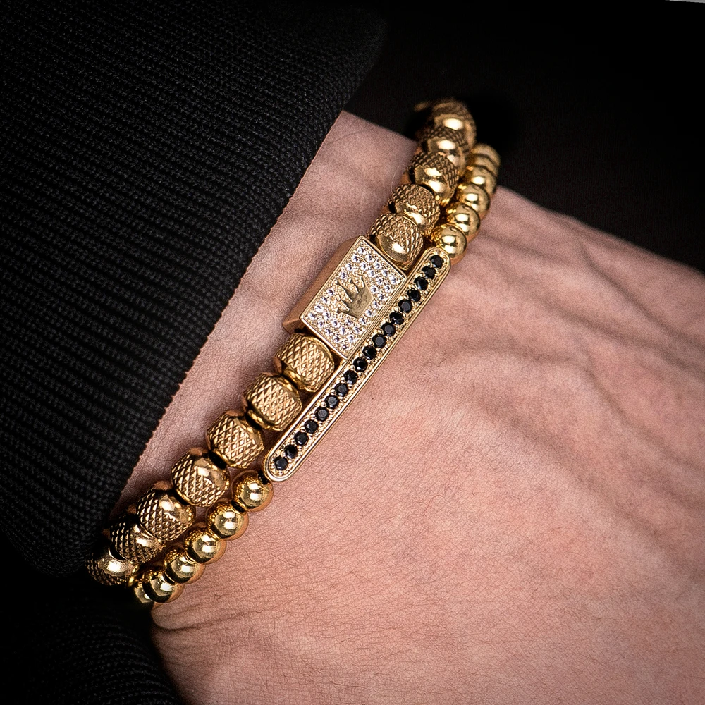 2pcs/set Luxury Zircon Charm Bracelets for Men