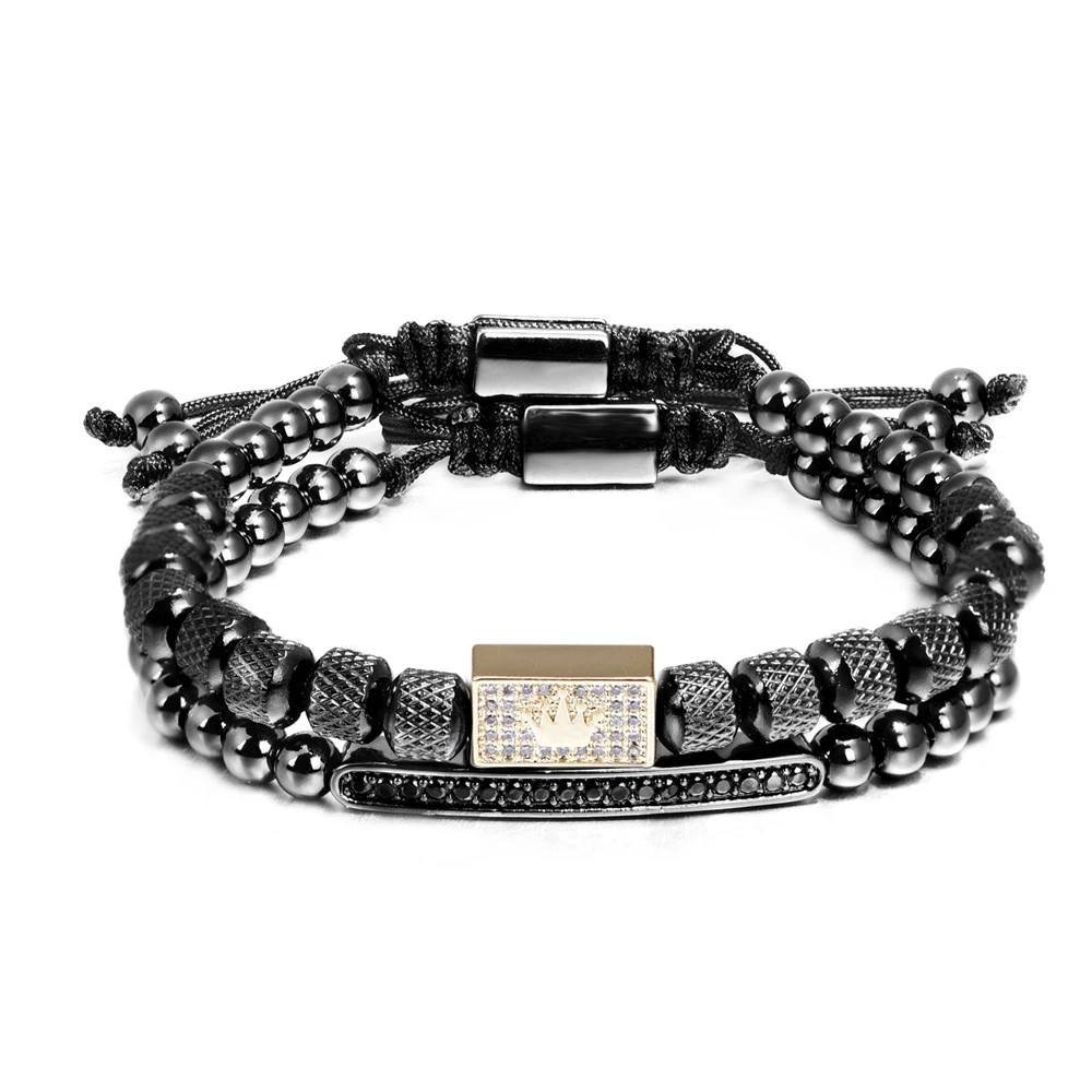 2pcs/set Luxury Zircon Charm Bracelets for Men