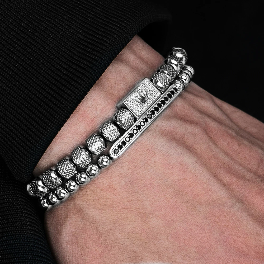 2pcs/set Luxury Zircon Charm Bracelets for Men