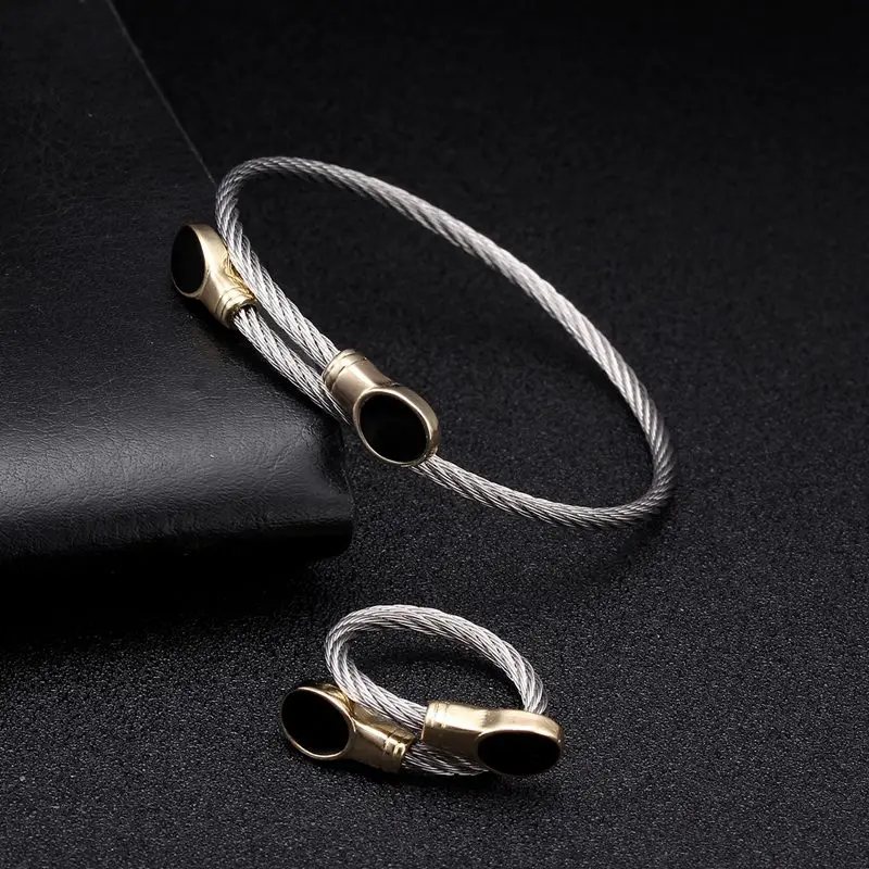 Luxury Open Steel Braided Cable Bangle Cuff Bracelet