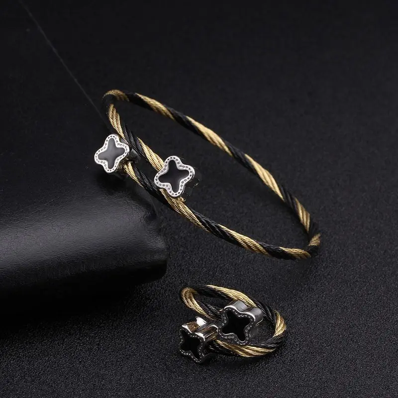 Luxury Open Steel Braided Cable Bangle Cuff Bracelet
