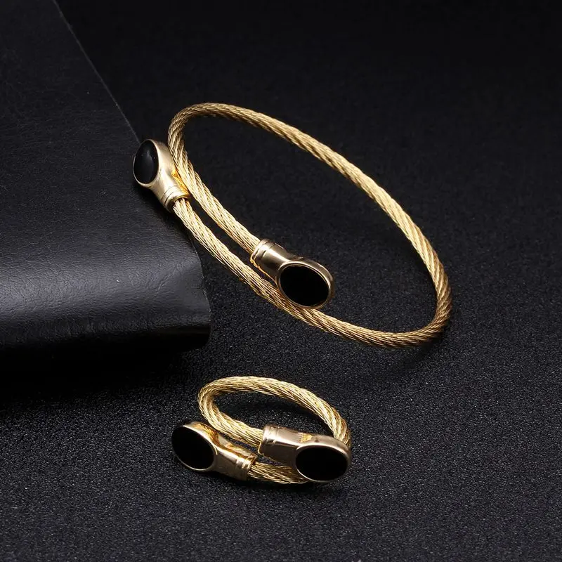 Luxury Open Steel Braided Cable Bangle Cuff Bracelet