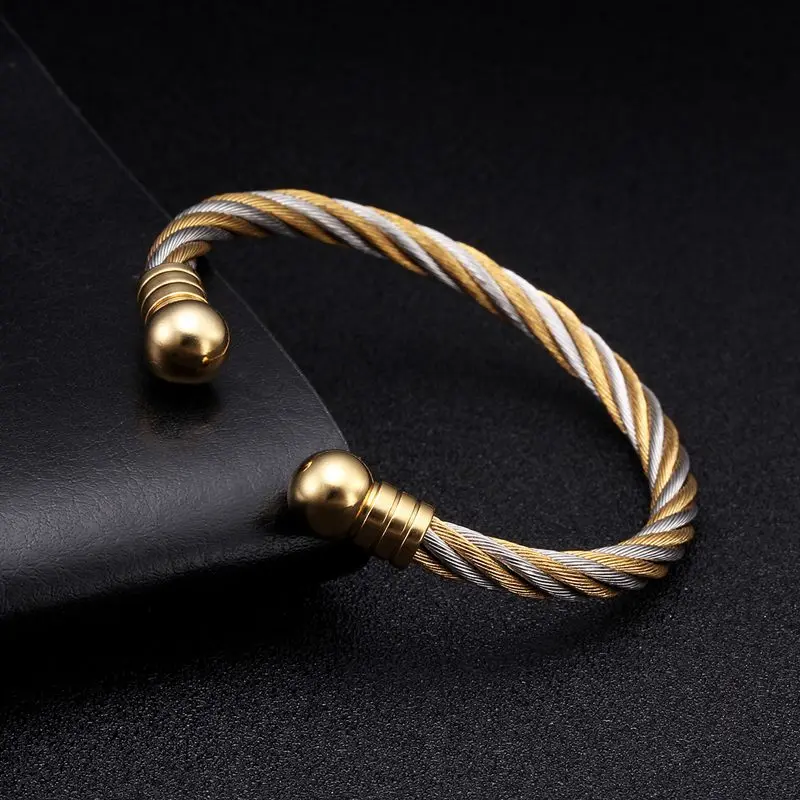 Luxury Stainless Steel Braided Open Bracelet