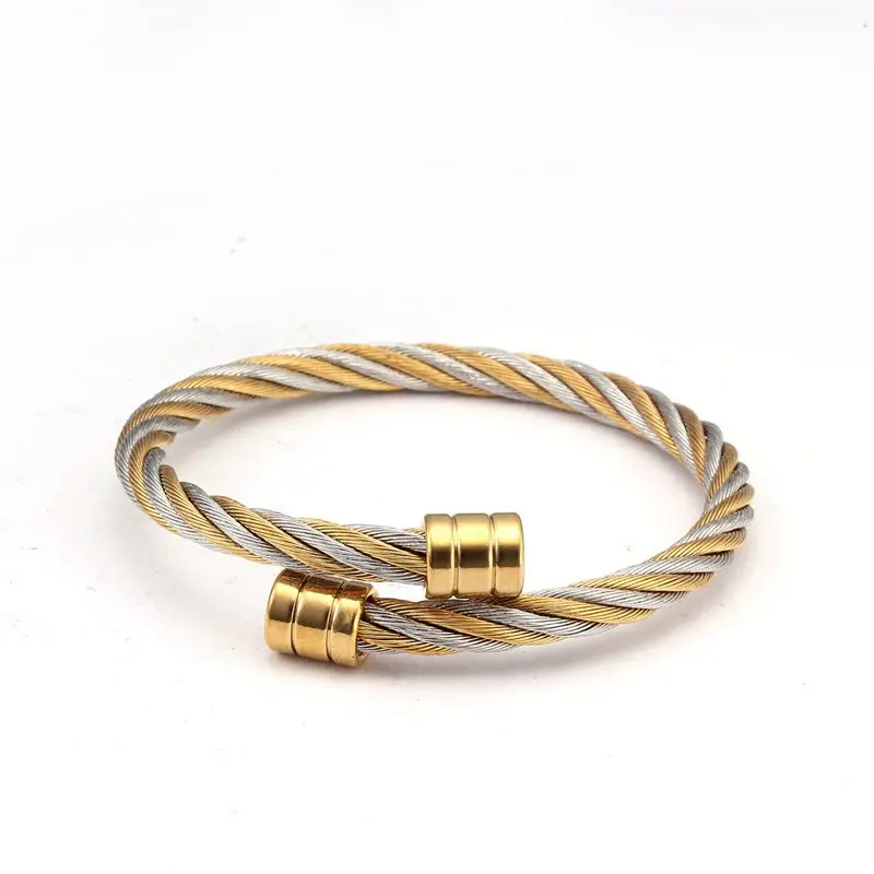 Luxury Stainless Steel Braided Open Bracelet