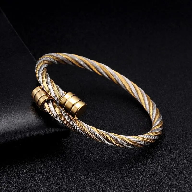 Luxury Stainless Steel Braided Open Bracelet