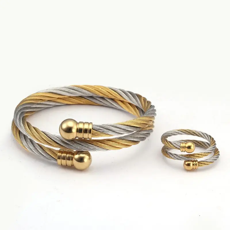 Luxury Stainless Steel Braided Open Bracelet