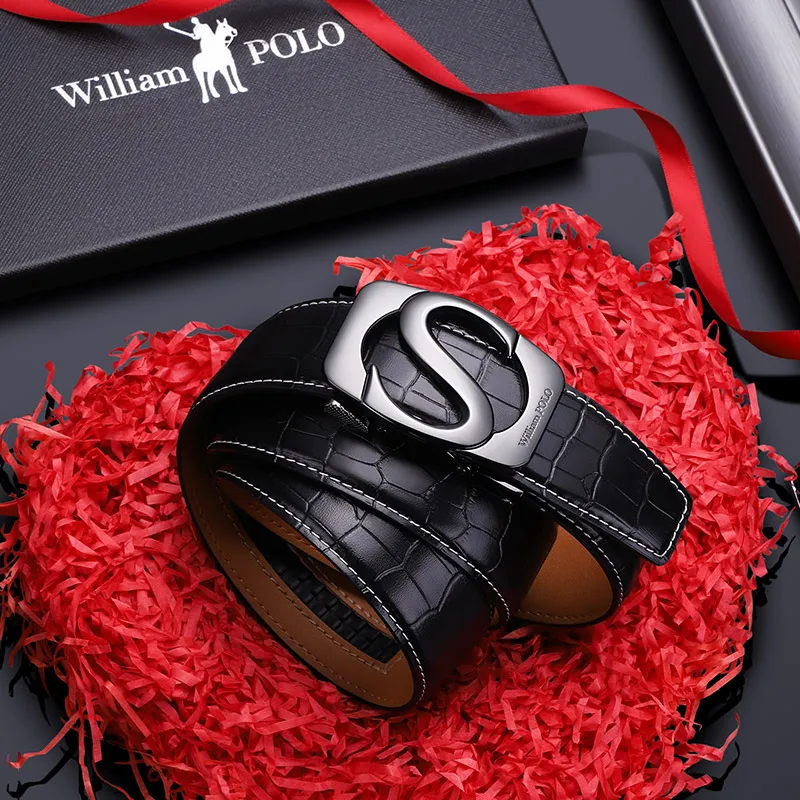 Designer Automatic Buckle Cowhide Leather Belts