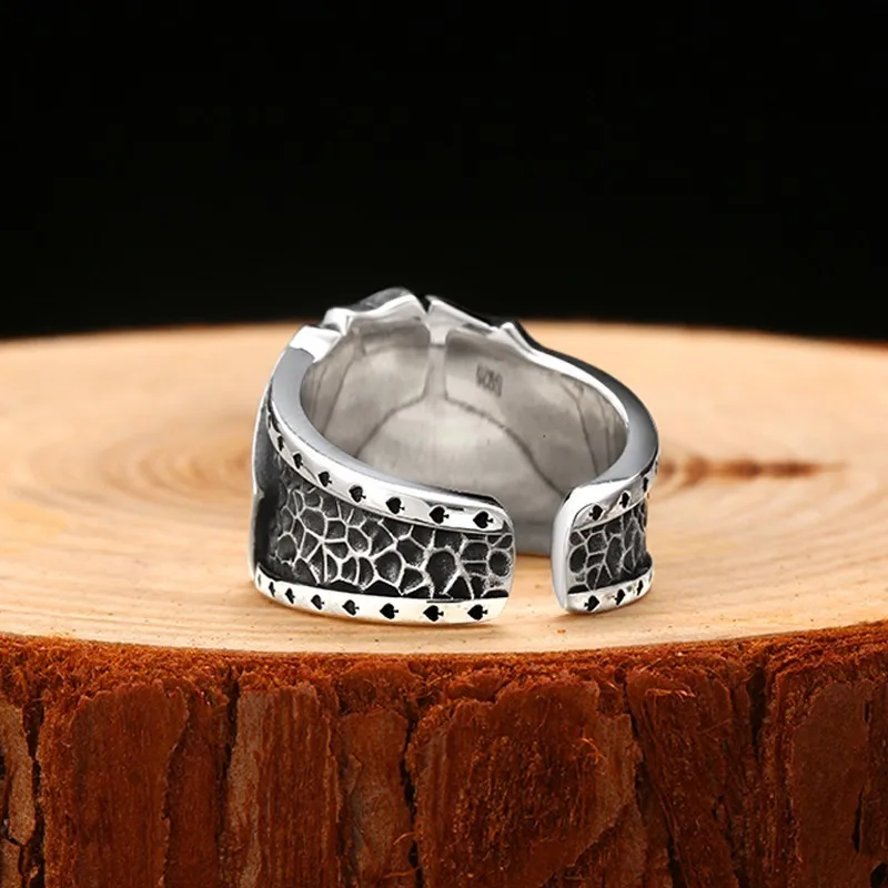 Retro Vintage 925 Silver Poker Games Flush Casino Ring