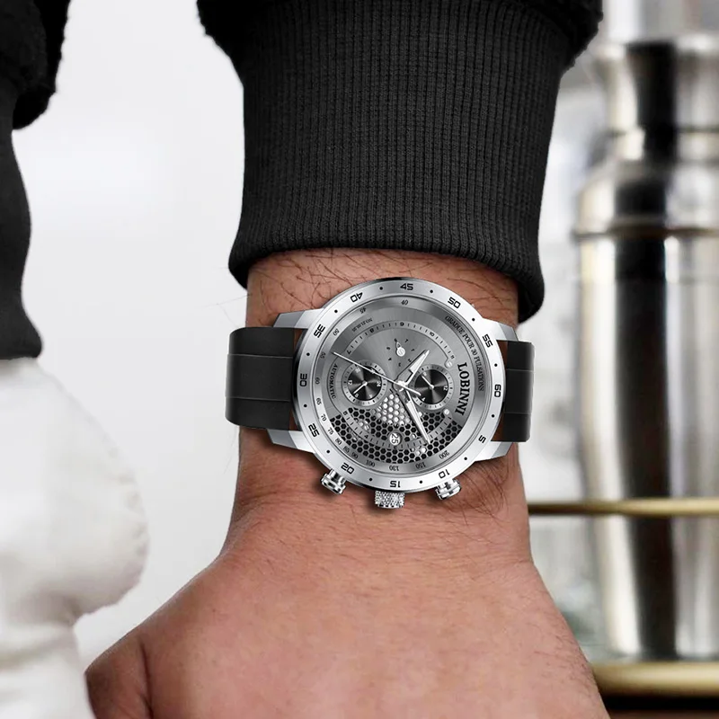 Lobinni Rubber Strap Sport Automatic Watch