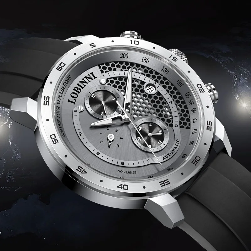 Lobinni Rubber Strap Sport Automatic Watch