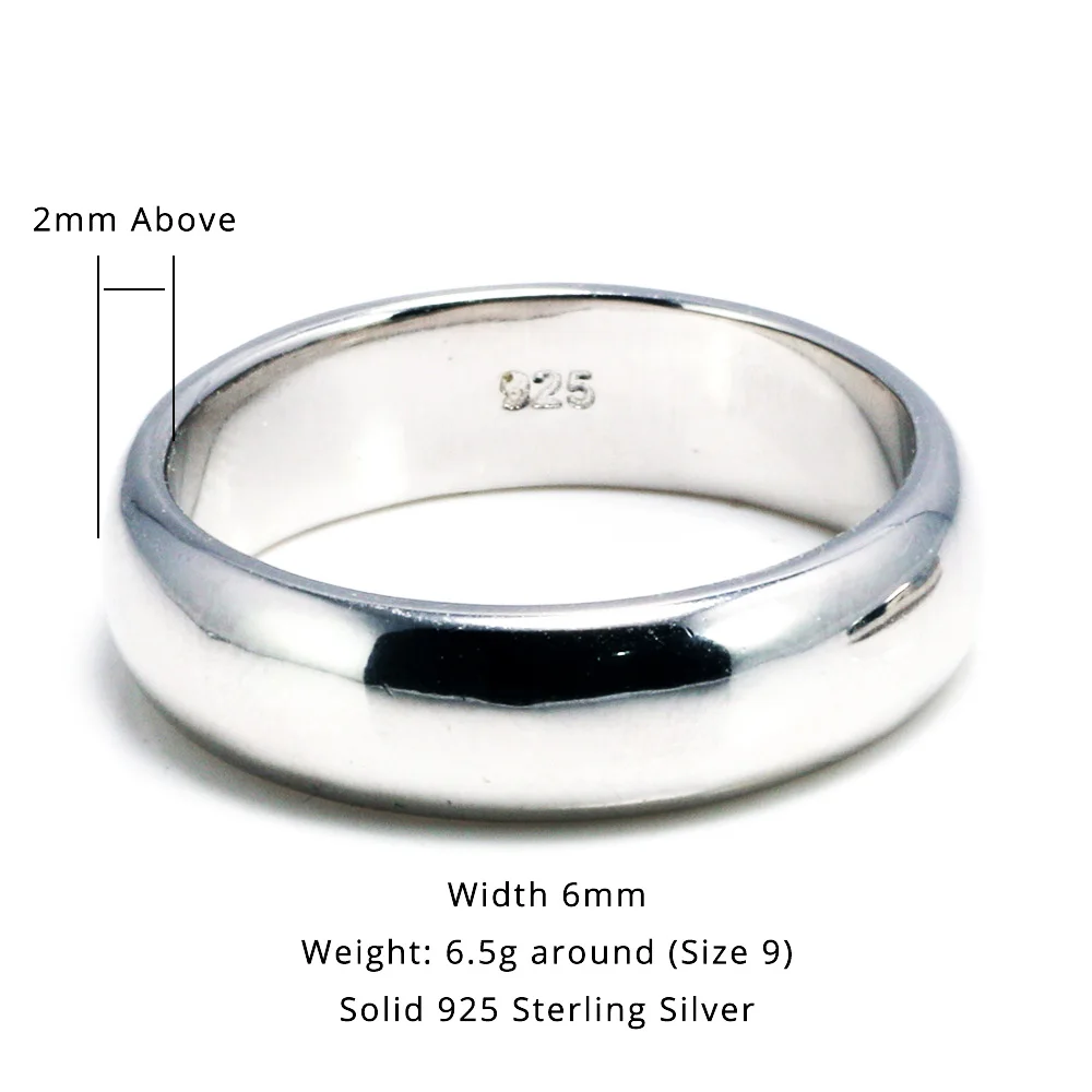925 Silver Plain Dome Comfort Fit Wedding Band