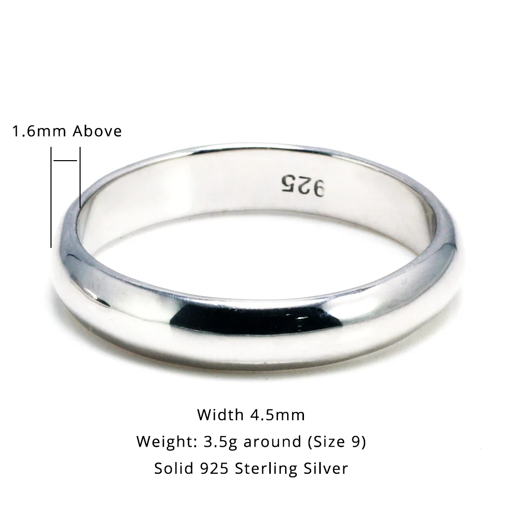 925 Silver Plain Dome Comfort Fit Wedding Band