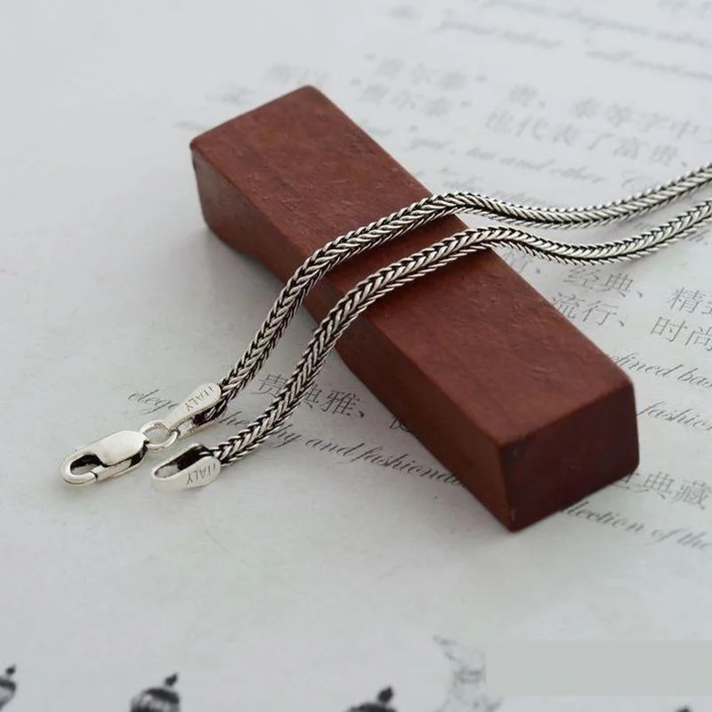 Men Women Sterling Silver Wheat Chain Necklace