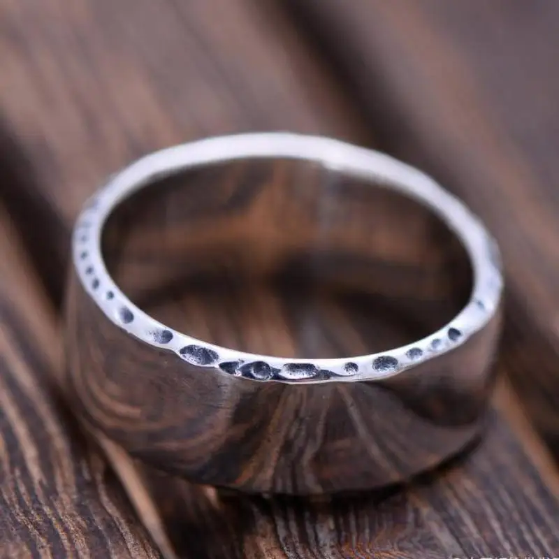 Men's Sterling Silver Engraved Feather Band Ring