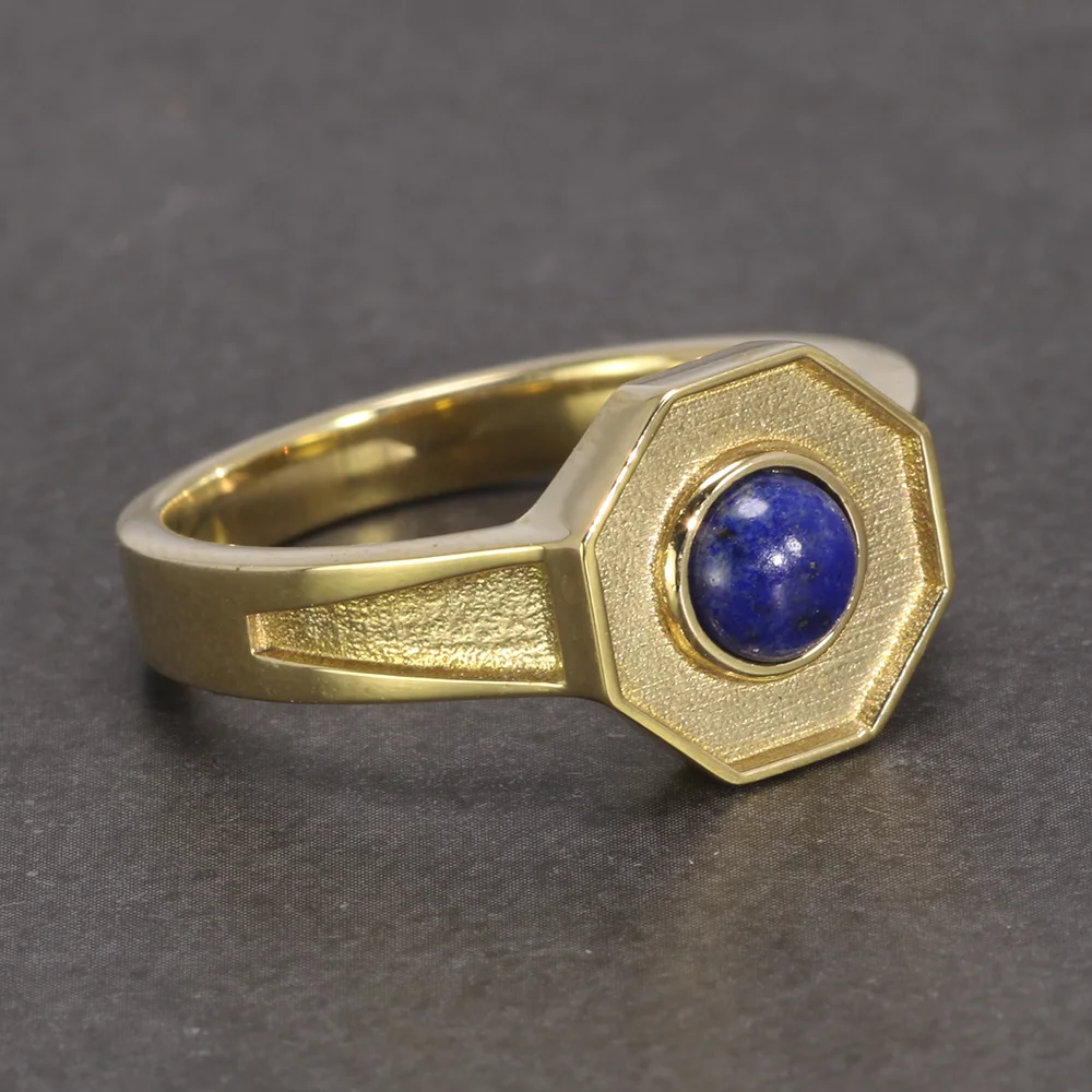 Handmade Mens Ring With Natural Lapis Lazuli Stone