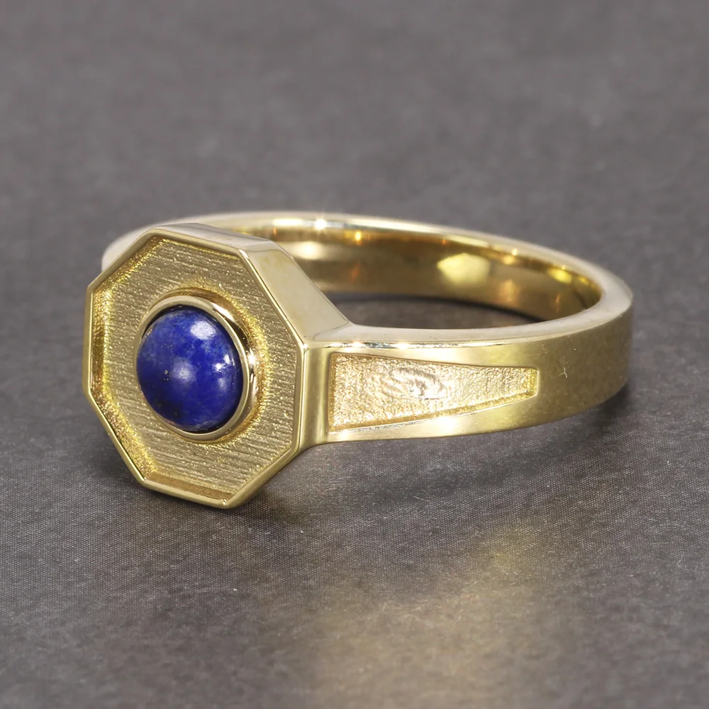 Handmade Mens Ring With Natural Lapis Lazuli Stone