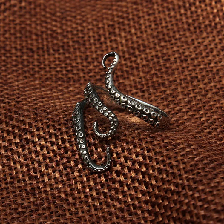 925 Pure Silver Retro Antique Octopus Ring