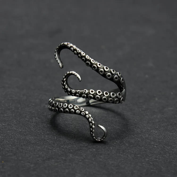 925 Pure Silver Retro Antique Octopus Ring