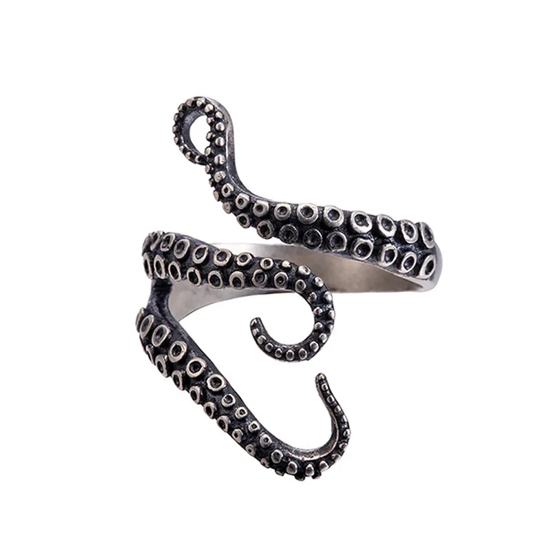 925 Pure Silver Retro Antique Octopus Ring