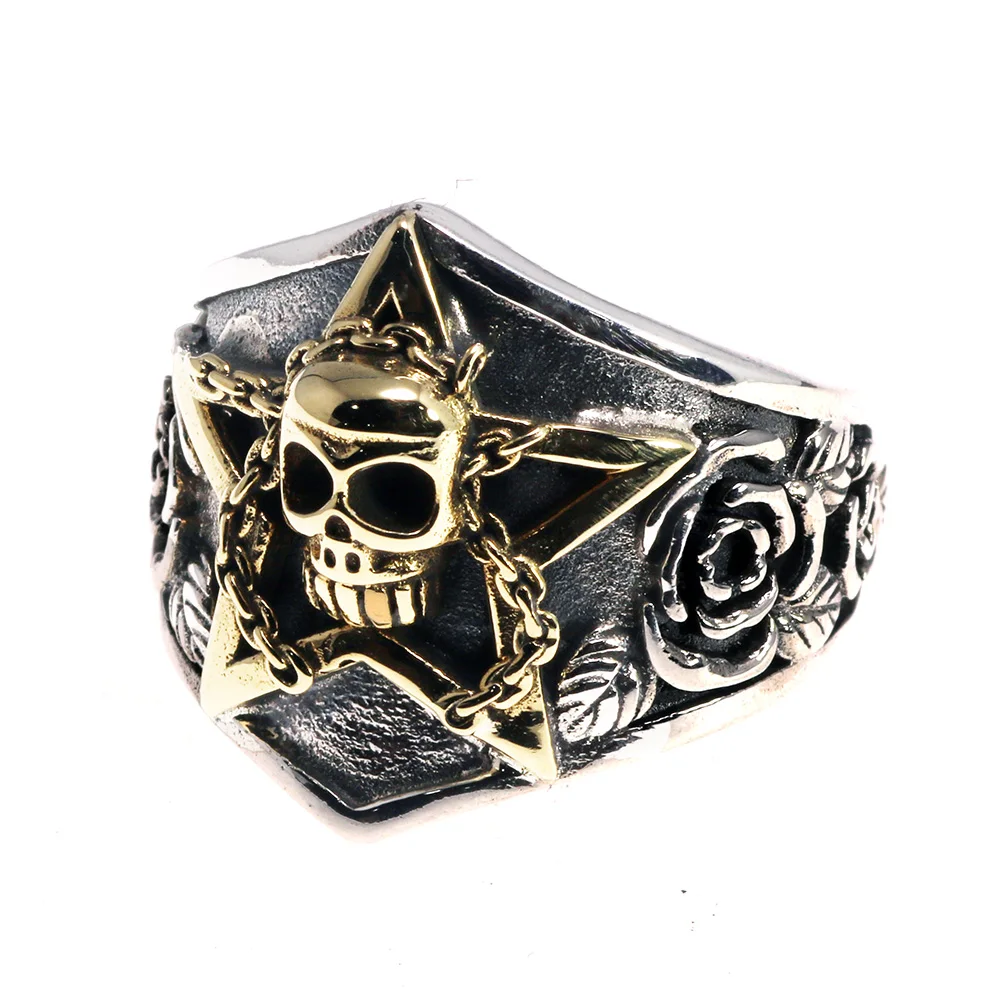Real 925 Sterling Silver Skull Pentagram Rings