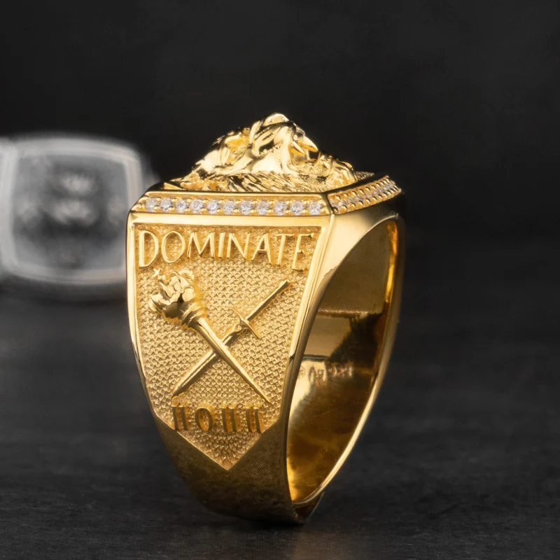3D Tiger Ring for Men with White Zircon 925 Sterling Silver