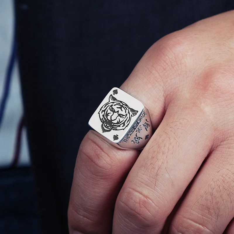 Ace of Spades Mens Tiger Ring