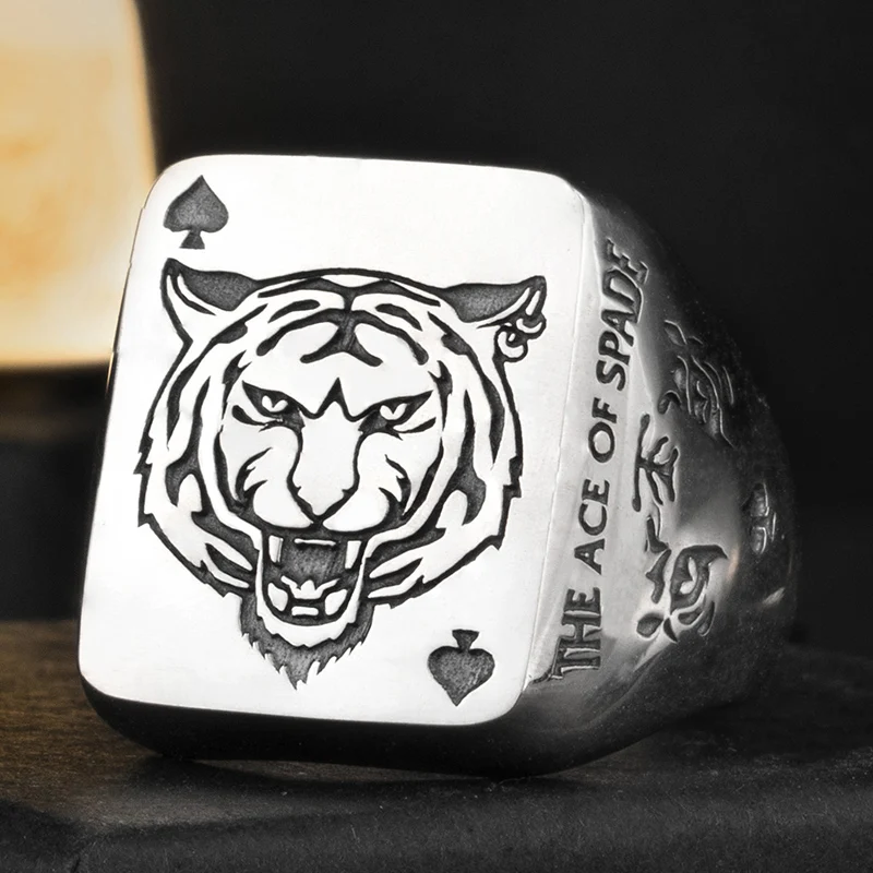 Ace of Spades Mens Tiger Ring