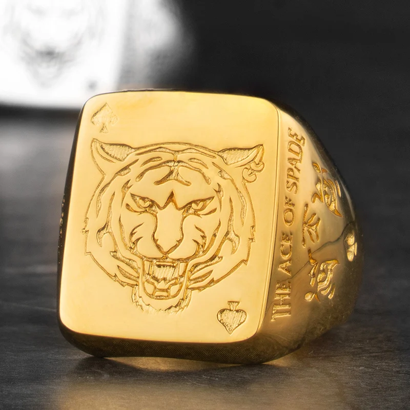 Ace of Spades Mens Tiger Ring