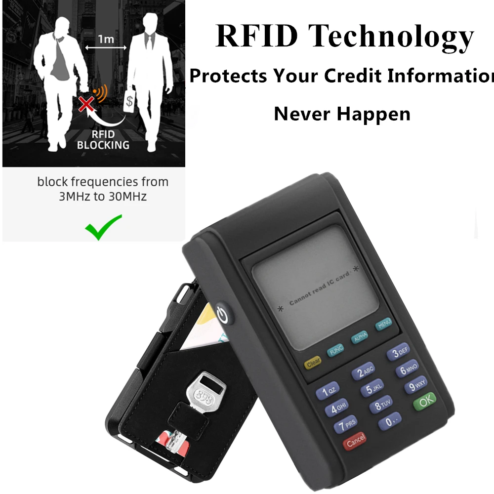 RFID Blocking Metal Tactical Minimalist Wallet for Men
