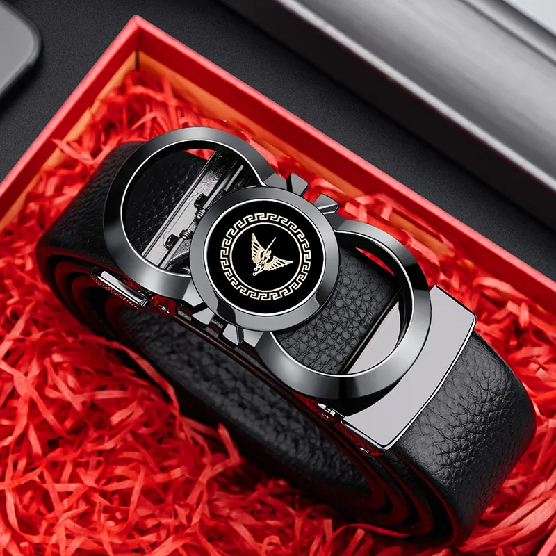 Sliding Automatic Buckle Full Grain Leather Belts